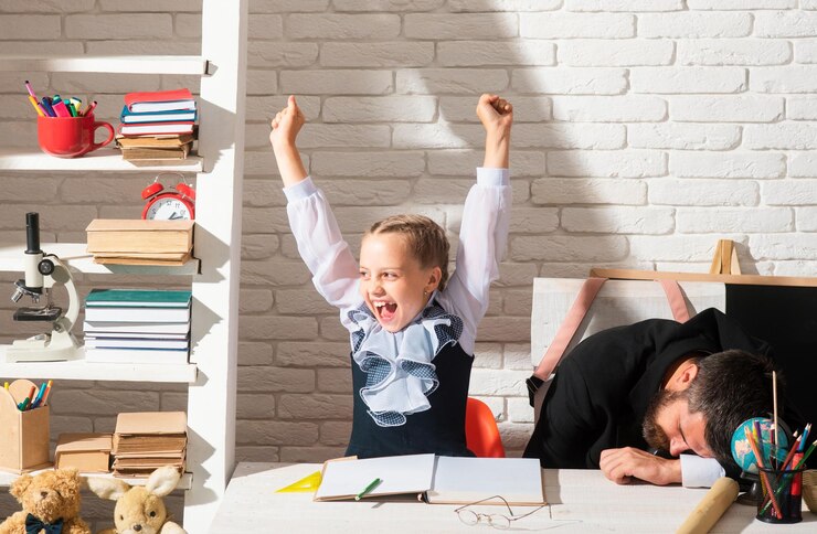 tired-teacher-excited-school-girl-kids-education-study-concept-end-school_265223-164171
