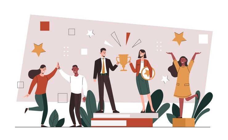 people-celebrating-victory-successful-employees-man-woman-hold-trophy-award-winners-poster_118813-19781